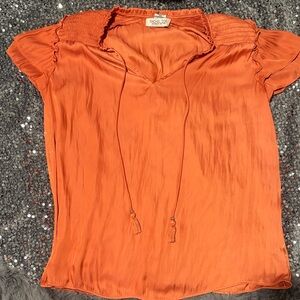 Rachel Zoe Bold Orange Tassel Blouse